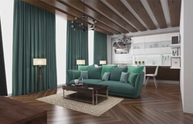 3Ds Max Living & Kitchen Design Tutorial Modeling Design Vray Photoshop