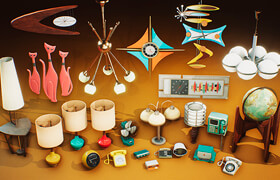 Cubebrush - Retro Mid Century Mod Props VOL.5 [UE4+Raw files]
