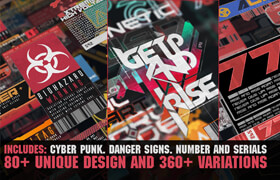 Artstation - 360 CyberPunk Decals Bundle - 貼圖素材