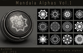 ArtStation - Ornate Lotus Flower Mandala Alphas - 材質貼圖