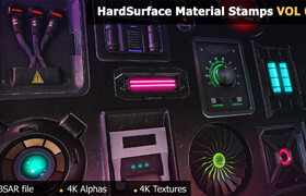 Artstation - 15 HardSurface Material Stamps - Emissive HardSurfaces -4k Textures & Alphas+3 Free Samples-VOL 01 - 材質