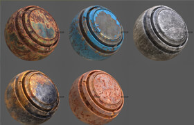 Artstation - 5 Worn Metal Smart-Materials (Vol.01) - 材質