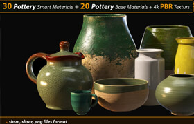 Artstation - 30 Pottery Smart material + 20 Pottery Base Material + 4k PBR Textures Vol01 - 材質