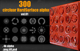 Artstation - 300 Circluar Hardsurface Alpha Vol 01 - 建模筆刷