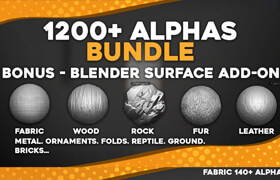 Artstation - 1200+ Alphas Bundle for ZBrush, Blender. Surface Add-on for Blender - 建模筆刷