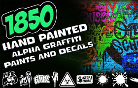 Artstation - 1850 Hand Painted Alpha Graffiti, Paints & Decals (MEGA Pack) - Vol 12 - 材質(zhì)貼圖