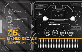 Artstation - 215 + ui  hud scifi graphic decals  vol 05 - 材質貼圖