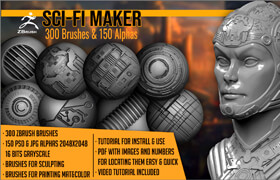 Artstation - Sci-Fi Maker 300 ZBrush Brushes And 150 Alphas - 材質貼圖