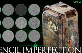 Artstation - MEGA PACK - 100 Practical and useful Stencil imperfection VOL 4 - 材質(zhì)貼圖