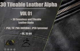 Artstation - 30 Leather Alphas (Seamless and Tileable - Vol 01) - 材質(zhì)
