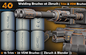 Artstation - 40 Welding Brushes at Zbrush ( Trim & VDM Brushes) Vol 02 - Zbrush筆刷