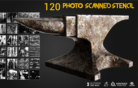 Artstation - 120+ Stencil library  Grunge - Flakes - Weathered wood & Scratches + painted walls  series 01 - 材質(zhì)