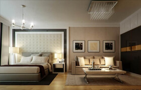 Nice bedroom,漂亮的臥室場景模型。