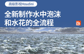 【正版】【大師】高級影視Houdini全新制作水中泡沫和水花的全流程