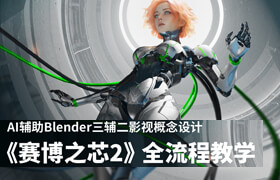 【正版】【大師】AI輔助Blender三輔二影視概念設(shè)計《賽博之芯2》全流程教學(xué)