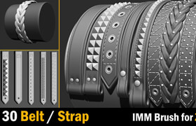 Artstation - 30 IMM Belt  Strap Brush for Zbrush - zb筆刷