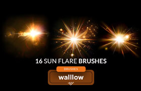 16 Magical sun flare photoshop digital brushes - ps筆刷