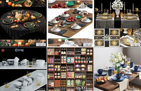 20套餐具擺盤食物飲料模型合集 - 20240512