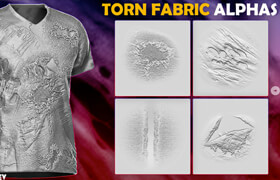 Artstation - ZBrush Torn Fabric Alphas vol.2 - 筆刷