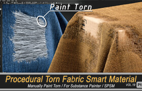 Gumroad - Procedural Torn Fabric Smart Material for Substance Painter Vol.19 - 材質