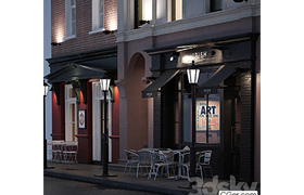 Evening facade for the background