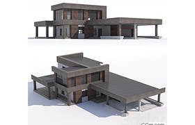 A modern two-storey house with an attached garage and a cano